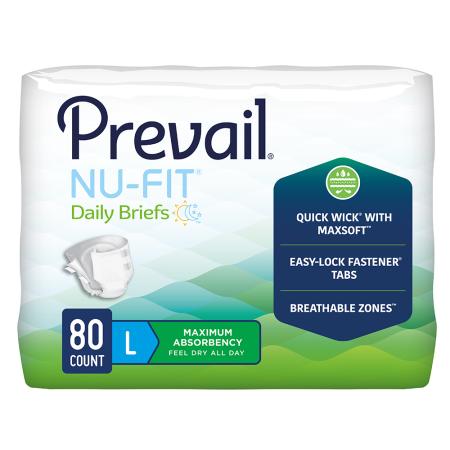 Prevail Nu-Fit Incontinence Adult Briefs — L / Case (80)