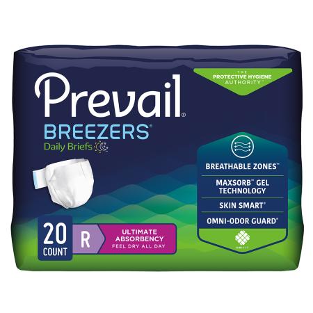 Prevail Breezers 360 Briefs — Regular / Heavy Absorbency / Bag (20)