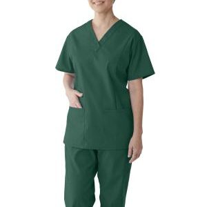 Medline ComfortEase V-Neck Tunic Scrub Tops with 2 Pockets — 4XL / Evergreen / Regular / 8800JEG4XL - DISCO